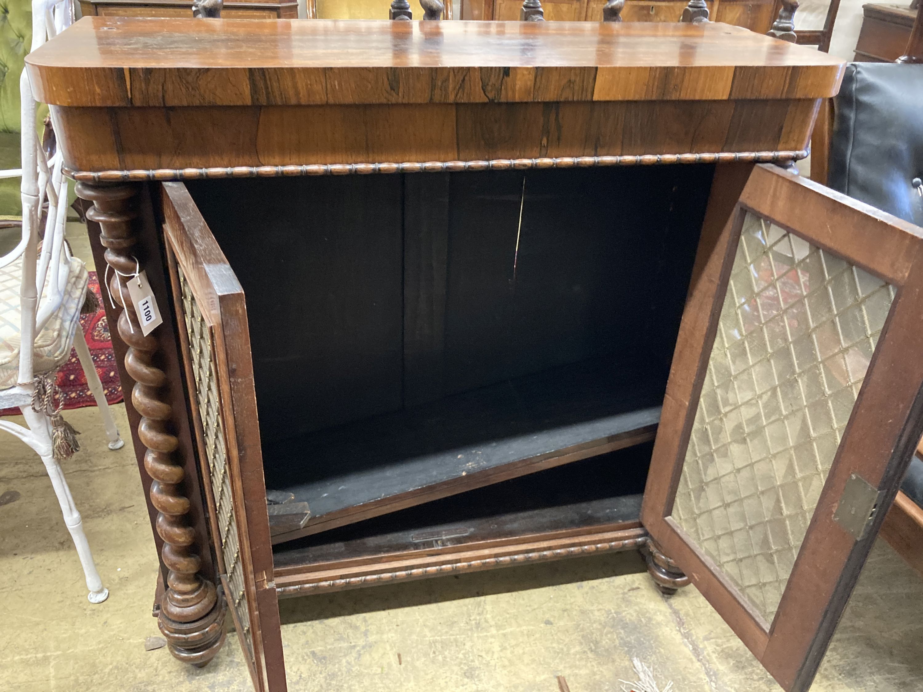 A William IV rosewood chiffonier (lacking superstructure), width 98cm, depth 34cm, height 92cm